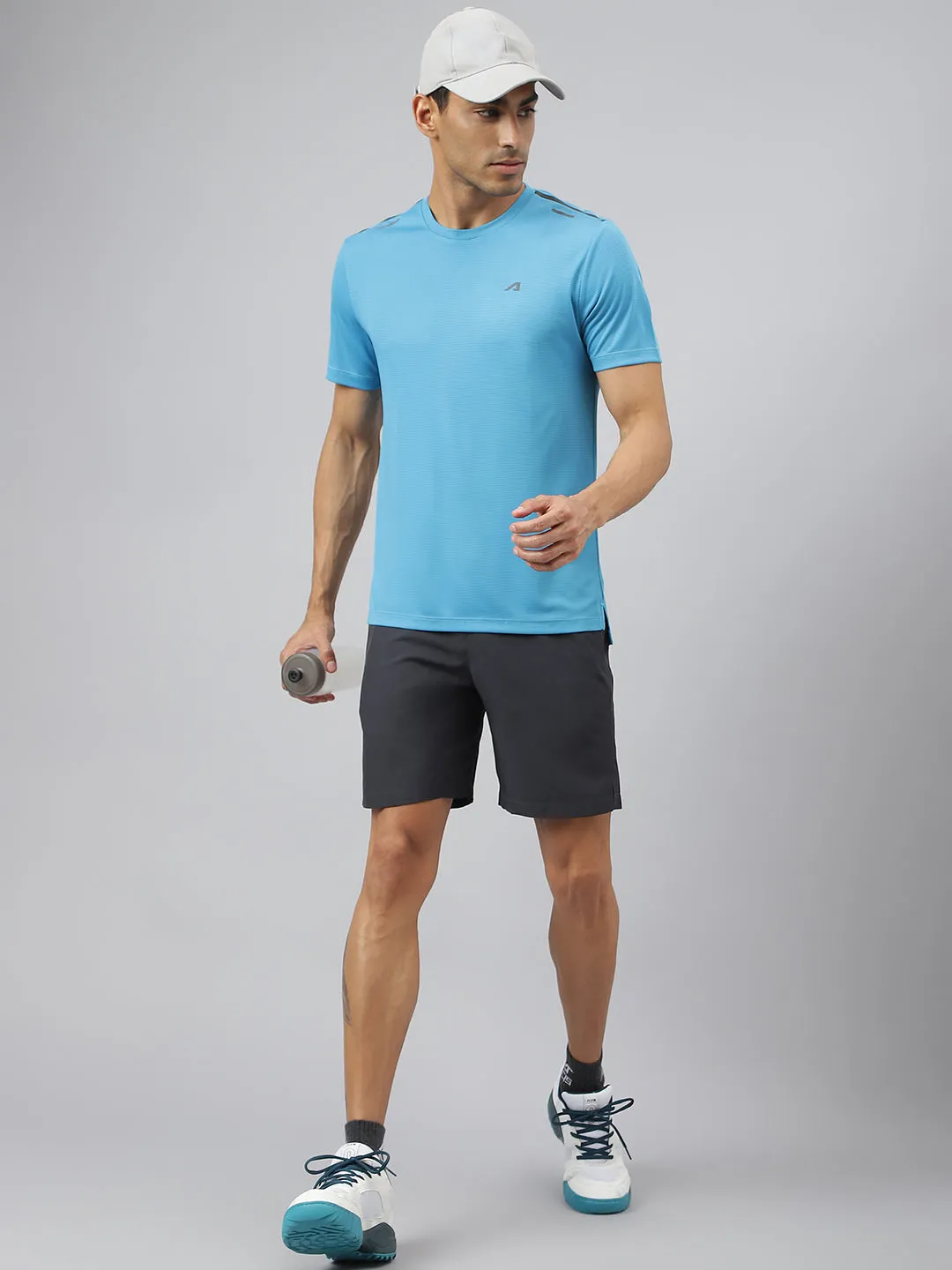 Alcis Men Golden Olive Drytech  Anti-Static Slim-Fit Round Neck Running T-Shirt