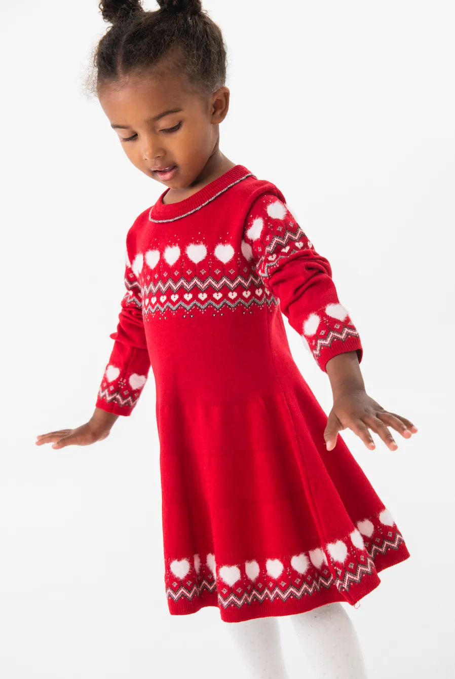 Boboli Fairisle Red Sweaterknit Dress and Tights