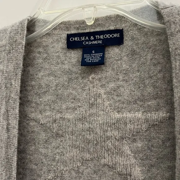 Chelsea &amp; Theodore Cashmere Cardigan Duster With Stars Size Small