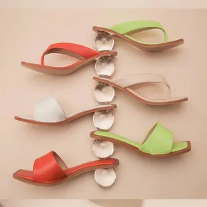 Clear crystal ball round heel loafers