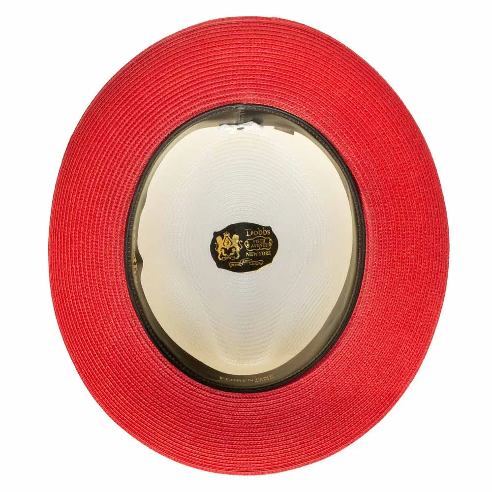 Dobbs Toledo Milan Straw Hat in Ivory/Red