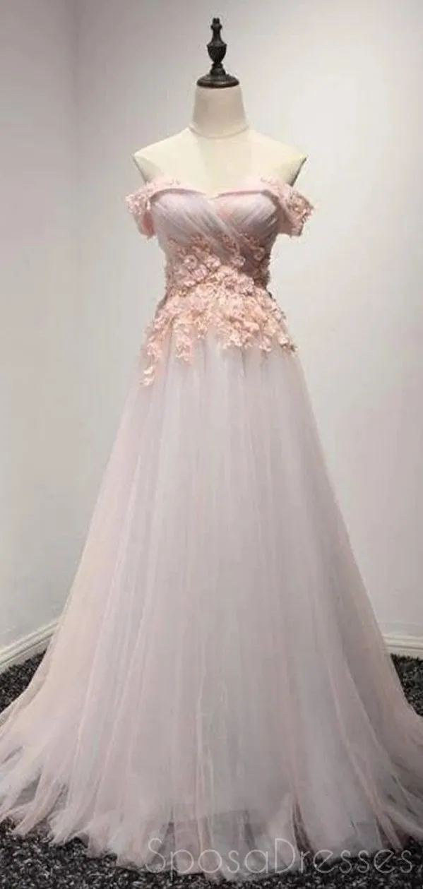 Elegant Tulle Applique Off The Shoulder Prom Dresses, Sweet 16 Prom Dresses, 12494