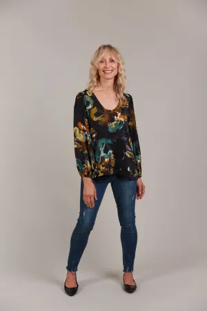 ELSIE TOP BOTANICAL BLACK