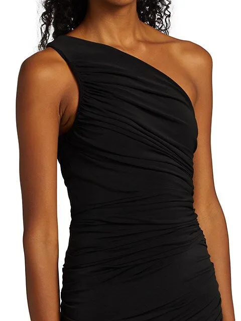 Halston - Reia One Shoulder Ruched Dress - Black