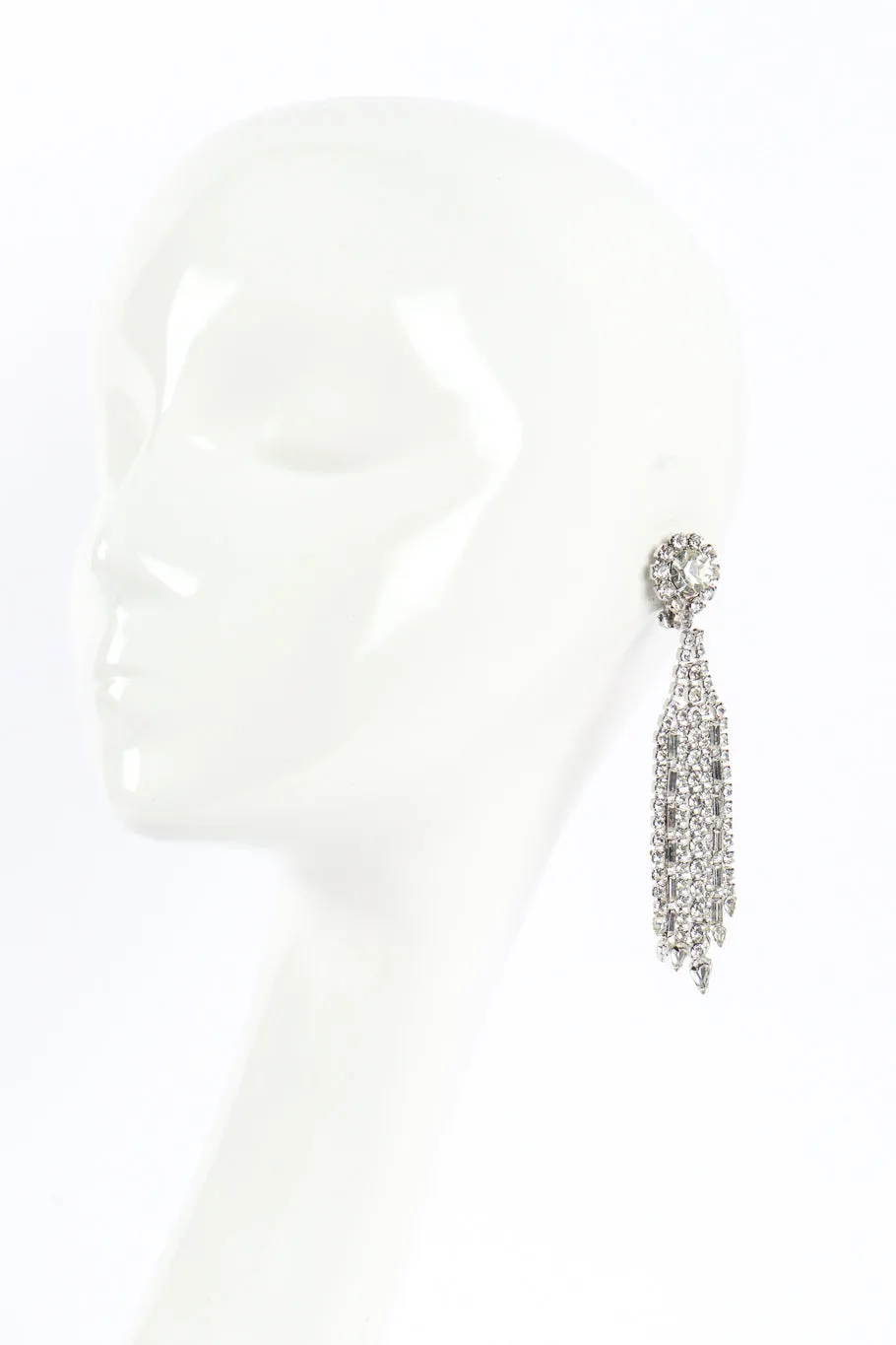 Long Rhinestone Fringe Earrings
