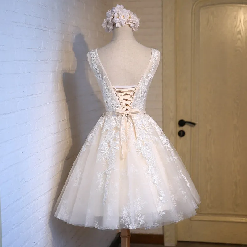 Lovely Tulle Cute Homecoming Dress, Navy Blue Short Prom Dress, Prom Dress