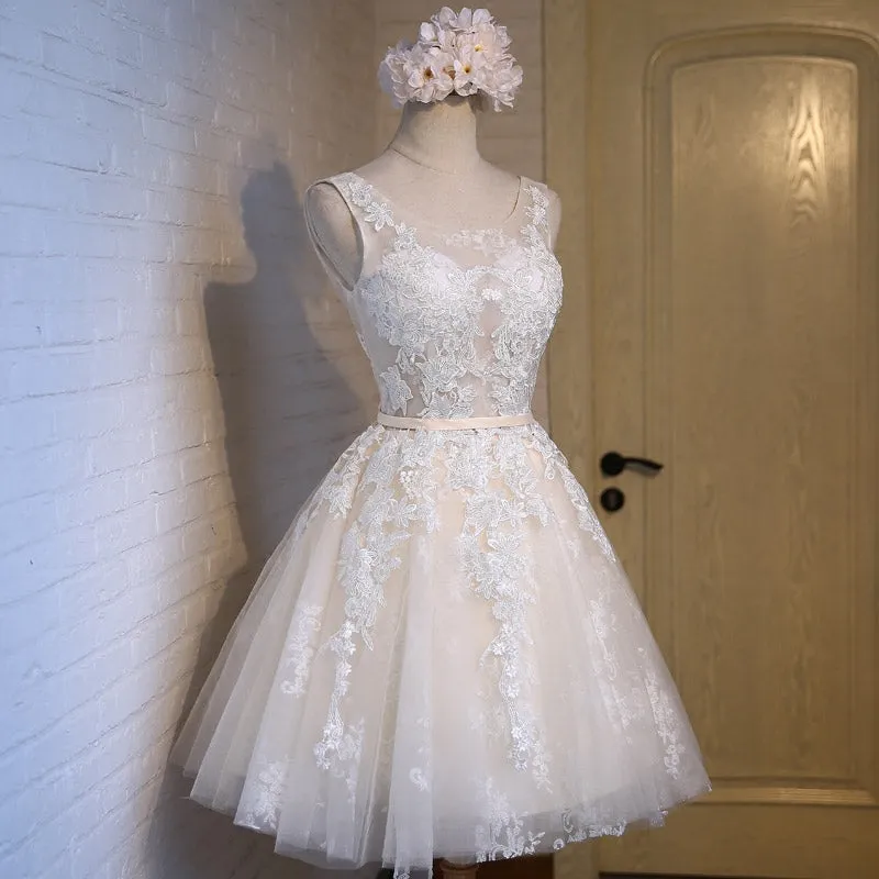 Lovely Tulle Cute Homecoming Dress, Navy Blue Short Prom Dress, Prom Dress