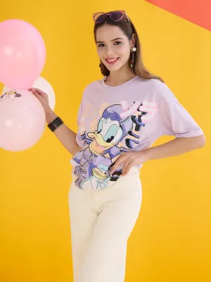 Madame Disney Graphic Print Mauve Regular T-Shirt