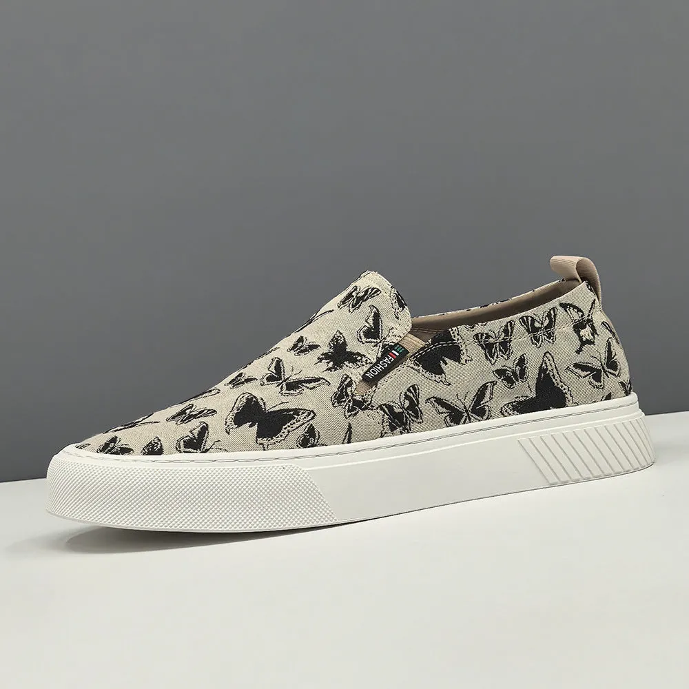 Men Fashion Knitted Canvas Flat Casual Loafers