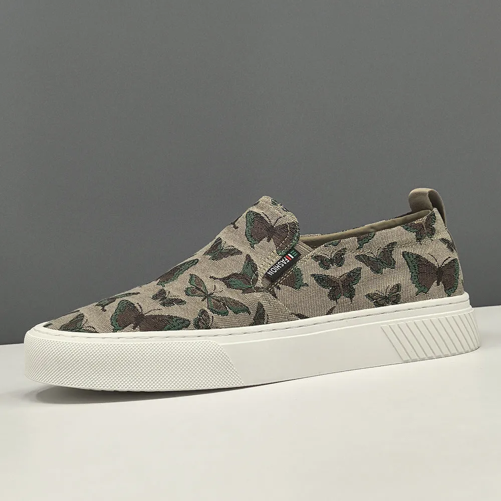 Men Fashion Knitted Canvas Flat Casual Loafers