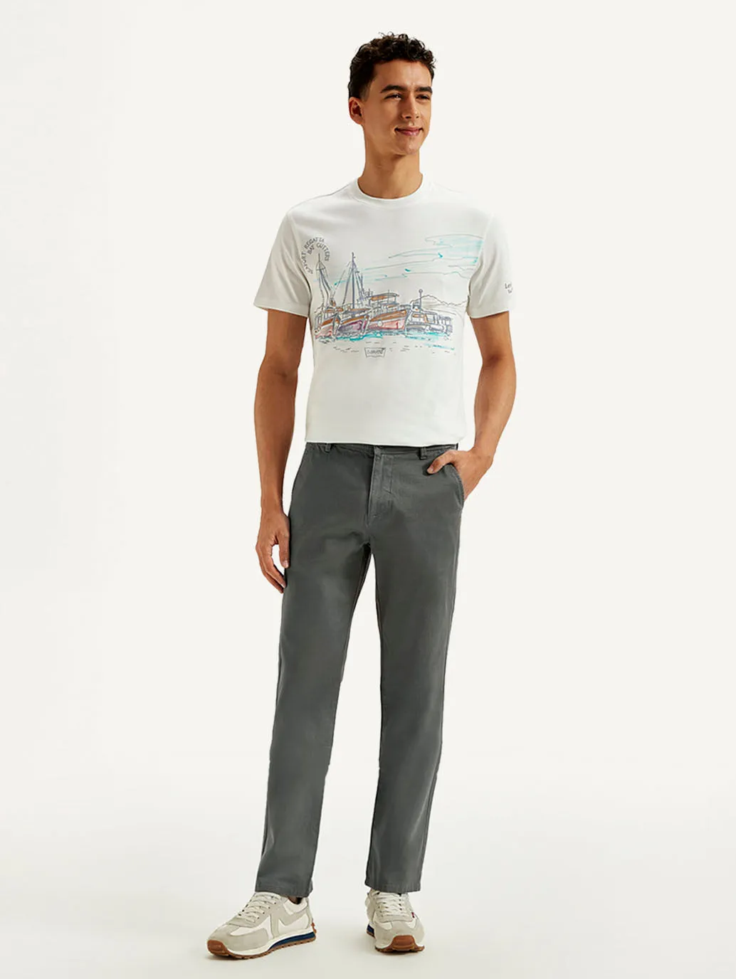 Men's Grey Authentic Straight Fit Chino Pants