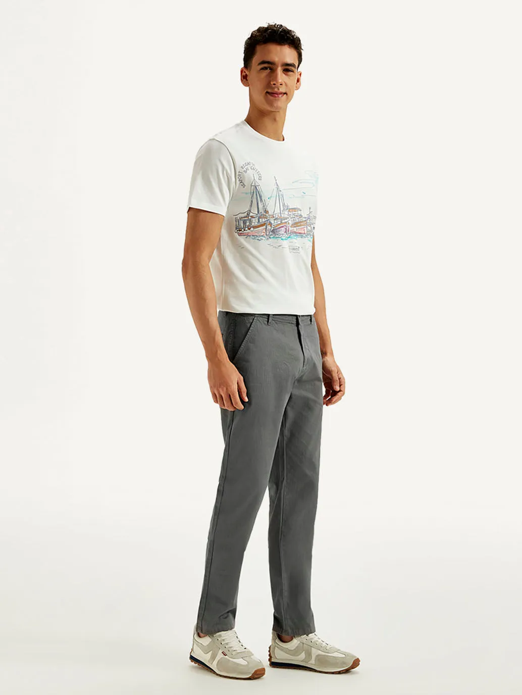 Men's Grey Authentic Straight Fit Chino Pants
