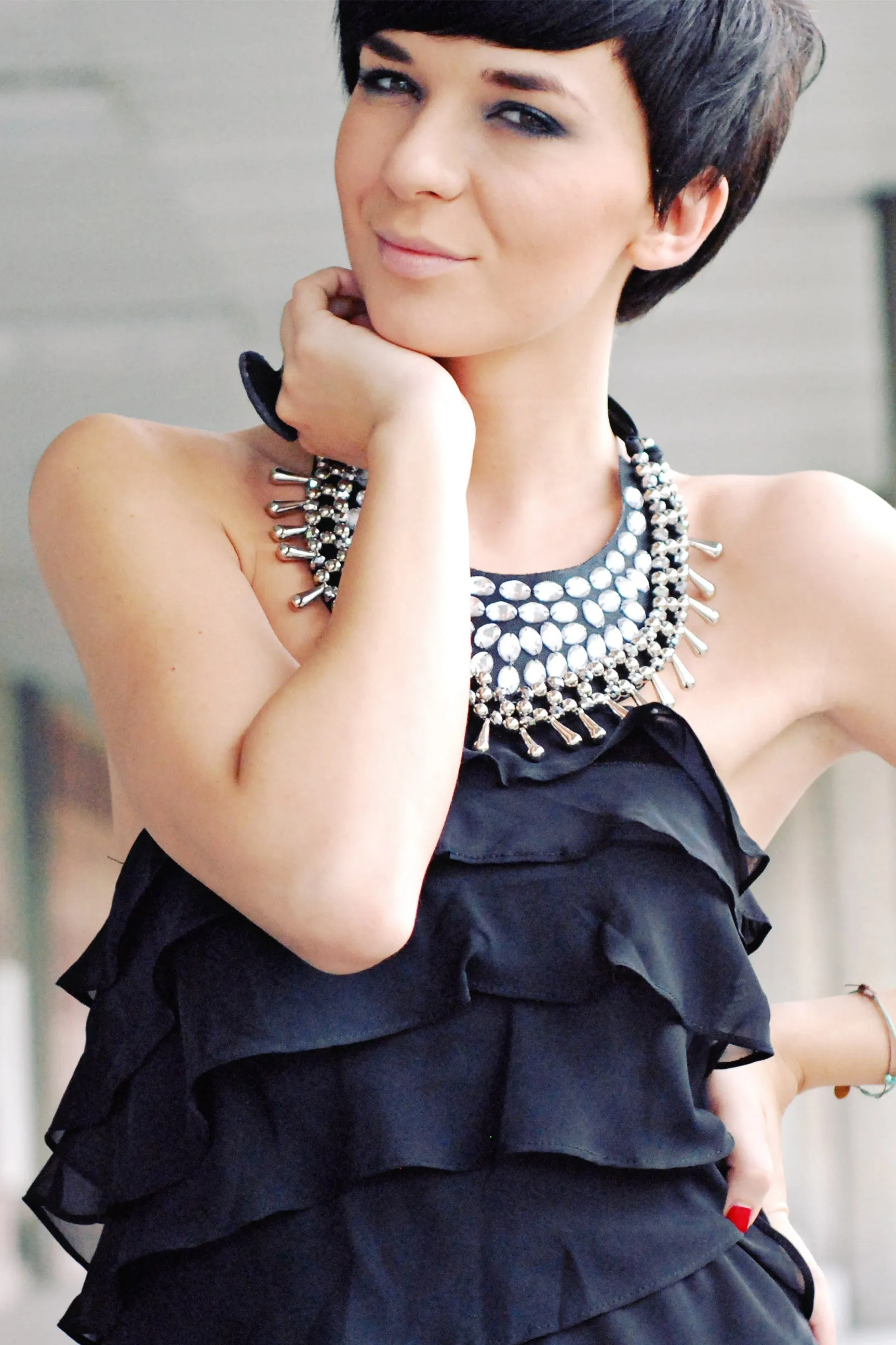 Mermaid Halter Floor Length Chiffon Rhinestone Evening Dress