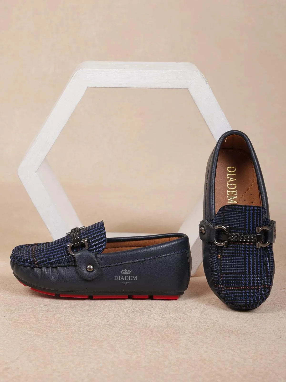 Navy Blue Leather Loafers for Boys