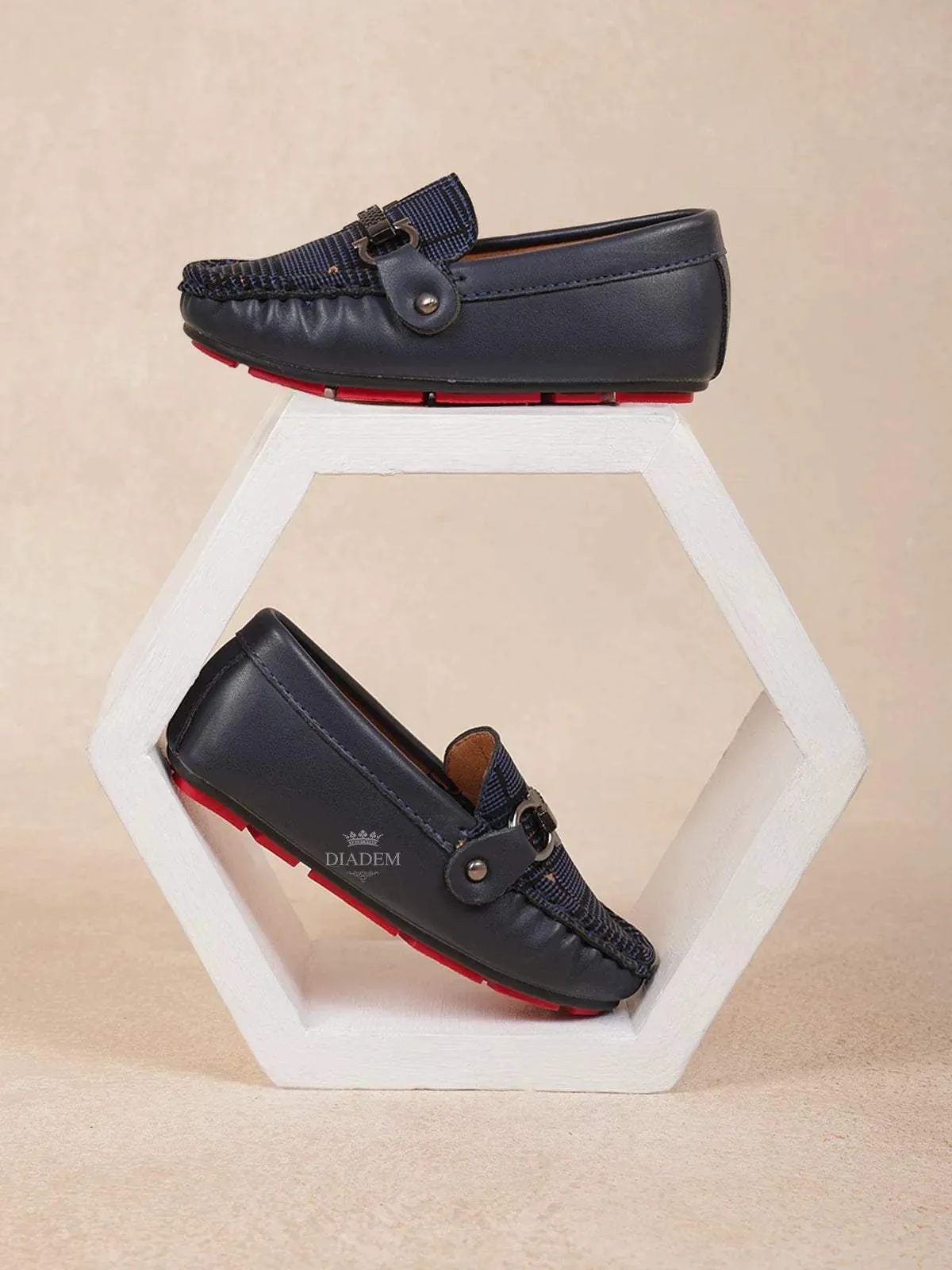 Navy Blue Leather Loafers for Boys