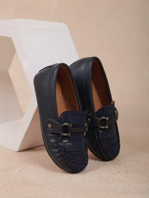 Navy Blue Leather Loafers for Boys