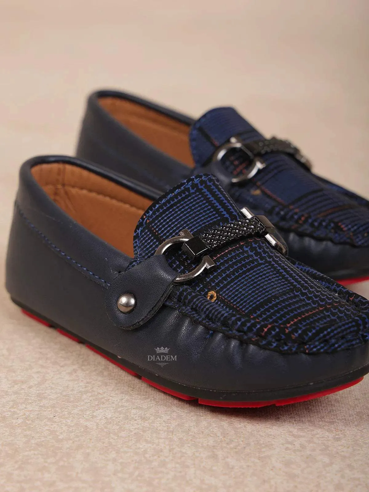 Navy Blue Leather Loafers for Boys