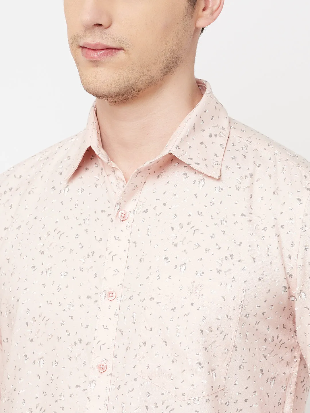 Peach Printed Casual Shirt