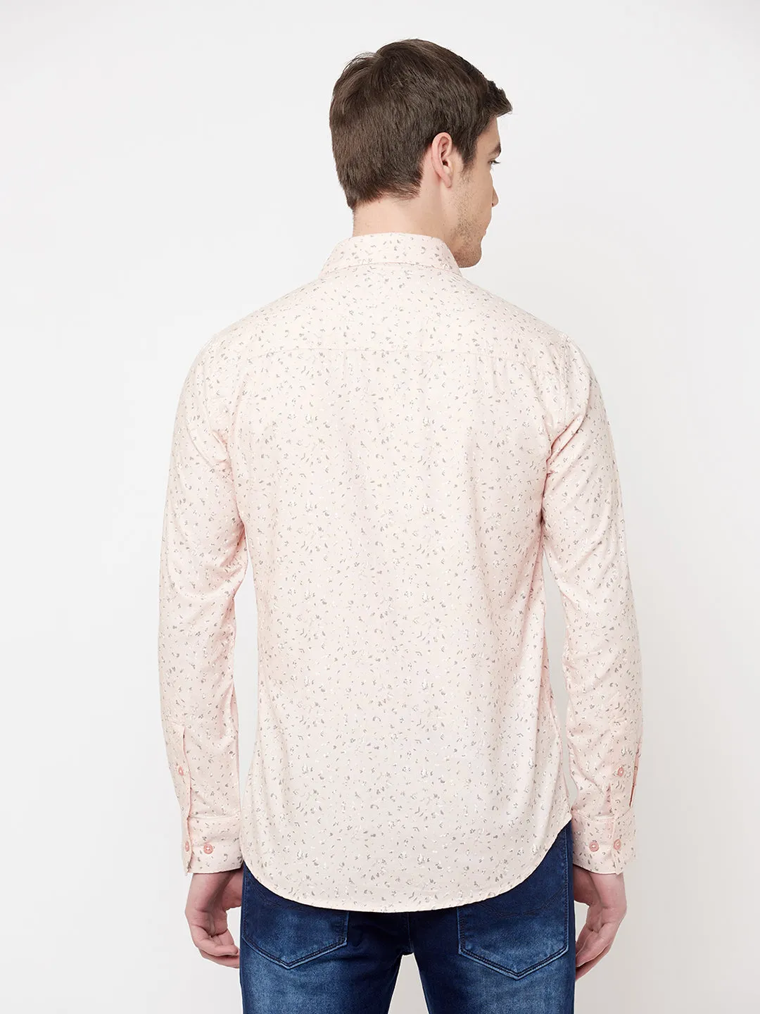 Peach Printed Casual Shirt