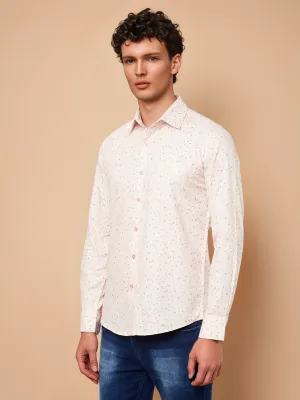 Peach Printed Casual Shirt