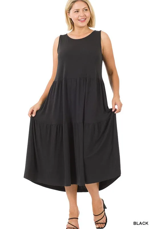 Plus Sleeveless Tiered Dress