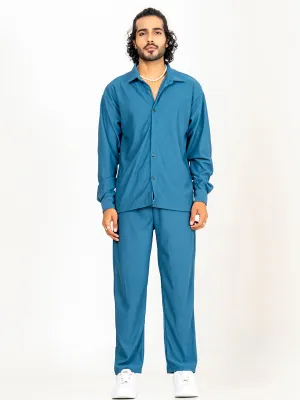 Teal Blue Shirt & Pants Co-ord Set