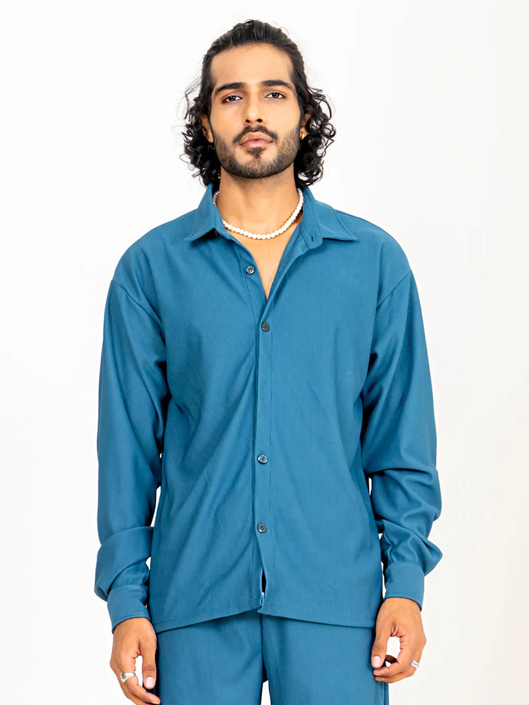 Teal Blue Shirt & Pants Co-ord Set
