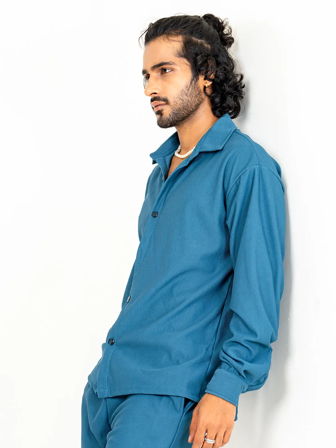 Teal Blue Shirt & Pants Co-ord Set