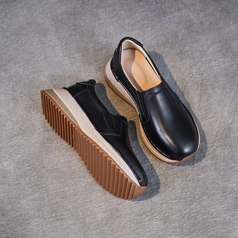Women Minimalism Solid Leather Casual Loafers
