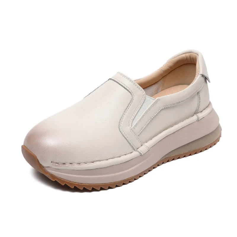 Women Minimalism Solid Leather Casual Loafers